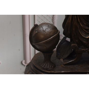 Duży Zegar Kominkowy Nakręcany - Postaciowy Kobieta - Figura Rzeźba z Brązu