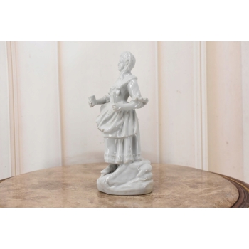 Porcelanowa Figura Kobiety Miśnia - Gospodyni - Biała Porcelana - Dekoracja