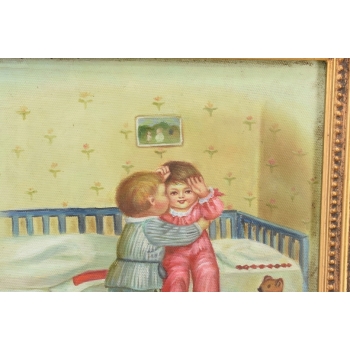 Dzieci w Pokoju z Zabawkami - Dziecko Rodzeństwo - Obraz Olejny Prezent