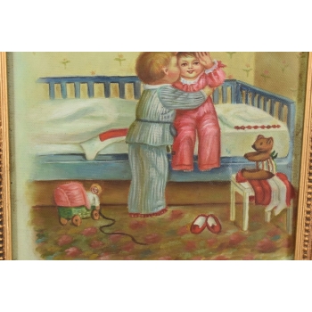 Dzieci w Pokoju z Zabawkami - Dziecko Rodzeństwo - Obraz Olejny Prezent