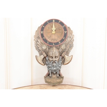 Zegar Ścienny Wiking - Styl Nordycki - Wikingowie - Figura Prezent