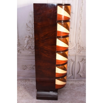 Drewniana Komoda Art Deco - 6 Szuflad - Regał Pomocnik - Szafka Unikat