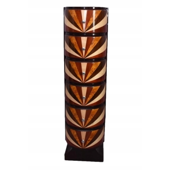 Drewniana Komoda Art Deco - 6 Szuflad - Regał Pomocnik - Szafka Unikat