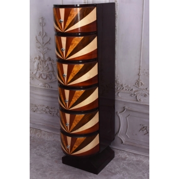 Drewniana Komoda Art Deco - 6 Szuflad - Regał Pomocnik - Szafka Unikat