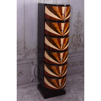 Drewniana Komoda Art Deco - 6 Szuflad - Regał Pomocnik - Szafka Unikat