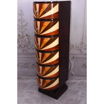Drewniana Komoda Art Deco - 6 Szuflad - Regał Pomocnik - Szafka Unikat