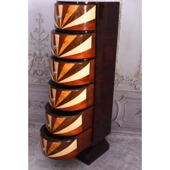 Drewniana Komoda Art Deco - 6 Szuflad - Regał Pomocnik - Szafka Unikat
