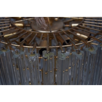 Kryształowa Lampa Wisząca - Żyrandol Złoty Lampion Sufitowy Kryształy Brąz