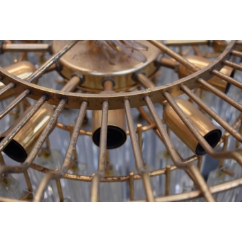 Kryształowa Lampa Wisząca - Żyrandol Złoty Lampion Sufitowy Kryształy Brąz