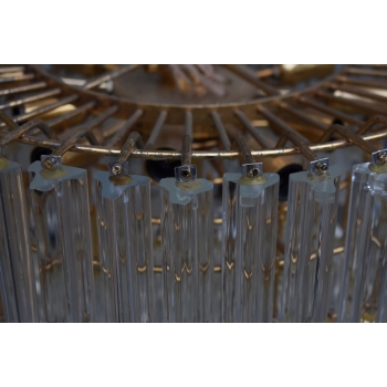 Kryształowa Lampa Wisząca - Żyrandol Złoty Lampion Sufitowy Kryształy Brąz