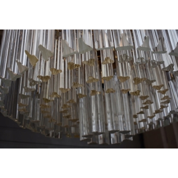 Kryształowa Lampa Wisząca - Żyrandol Złoty Lampion Sufitowy Kryształy Brąz