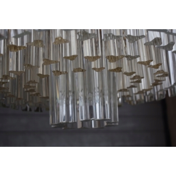 Kryształowa Lampa Wisząca - Żyrandol Złoty Lampion Sufitowy Kryształy Brąz