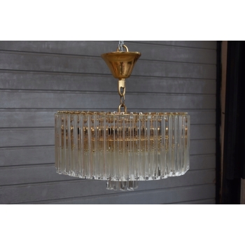 Kryształowa Lampa Wisząca - Żyrandol Złoty Lampion Sufitowy Kryształy Brąz