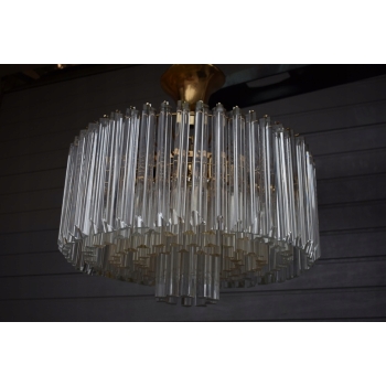 Kryształowa Lampa Wisząca - Żyrandol Złoty Lampion Sufitowy Kryształy Brąz