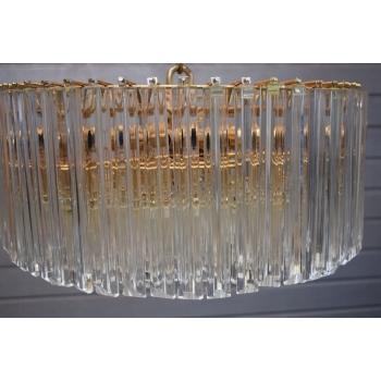 Kryształowa Lampa Wisząca - Żyrandol Złoty Lampion Sufitowy Kryształy Brąz