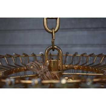 Kryształowa Lampa Wisząca - Żyrandol Złoty Lampion Sufitowy Kryształy Brąz