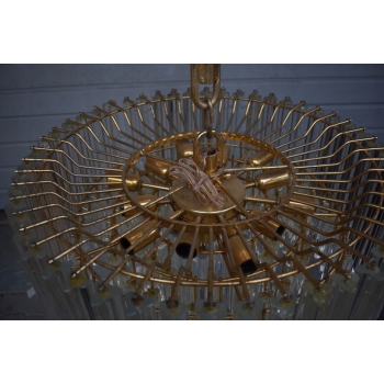 Kryształowa Lampa Wisząca - Żyrandol Złoty Lampion Sufitowy Kryształy Brąz