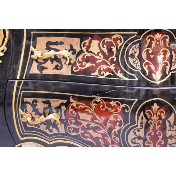 Królewska Komoda Szafa Boulle - Liczne Zdobienia Drewno + Brąz - UNIKAT