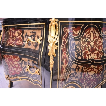 Królewska Komoda Szafa Boulle - Liczne Zdobienia Drewno + Brąz - UNIKAT