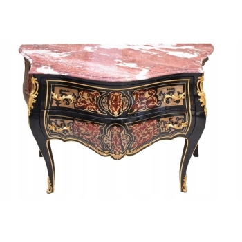 Królewska Komoda Szafa Boulle - Liczne Zdobienia Drewno + Brąz - UNIKAT