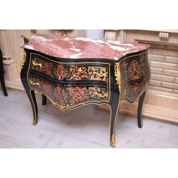 Królewska Komoda Szafa Boulle - Liczne Zdobienia Drewno + Brąz - UNIKAT