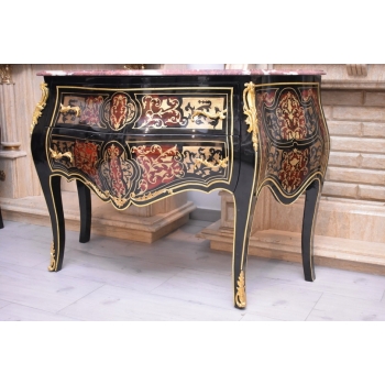 Królewska Komoda Szafa Boulle - Liczne Zdobienia Drewno + Brąz - UNIKAT