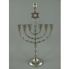 Srebrny ŚWIECZNIK mosiężny ŻYDOWSKI - CHANUKA MENORA 31CM