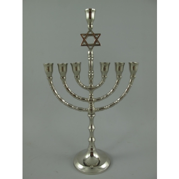 Srebrny ŚWIECZNIK mosiężny ŻYDOWSKI - CHANUKA MENORA 31CM
