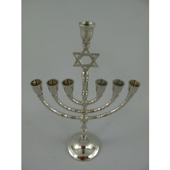 Srebrny ŚWIECZNIK mosiężny ŻYDOWSKI - CHANUKA MENORA 31CM