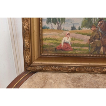 Wojciech Kossak - Spotkanie z Ułanem - Polski Stary Obraz Olejny