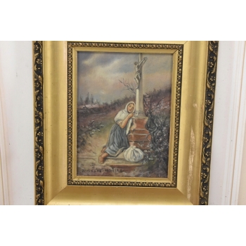 Józef Chełmoński - Kobieta Przy Kapliczce - Religijny Obraz Olejny