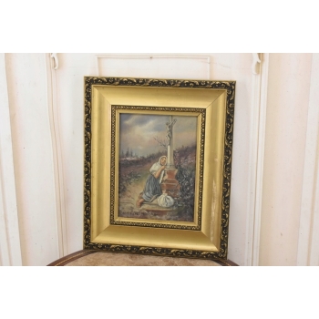 Józef Chełmoński - Kobieta Przy Kapliczce - Religijny Obraz Olejny