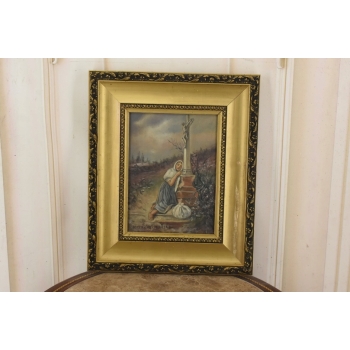 Józef Chełmoński - Kobieta Przy Kapliczce - Religijny Obraz Olejny