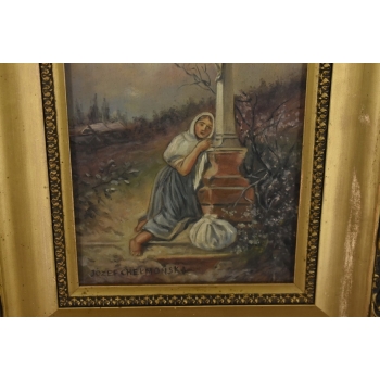 Józef Chełmoński - Kobieta Przy Kapliczce - Religijny Obraz Olejny