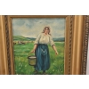 Józef Chełmoński Pejzaż Polskiej Wsi - Kobieta z Wiadrem Mleka Obraz Olejny