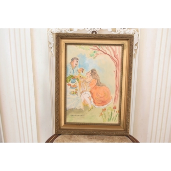 Maja Berezowska - Podwieczorek Arystokracji - Akwarela Na Papierze Obraz