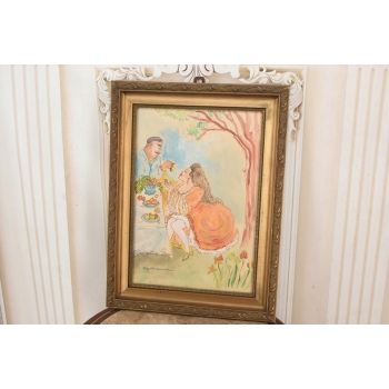 Maja Berezowska - Podwieczorek Arystokracji - Akwarela Na Papierze Obraz