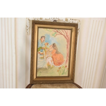 Maja Berezowska - Podwieczorek Arystokracji - Akwarela Na Papierze Obraz