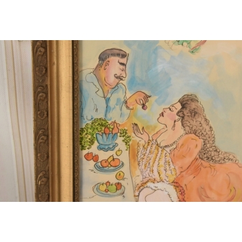 Maja Berezowska - Podwieczorek Arystokracji - Akwarela Na Papierze Obraz