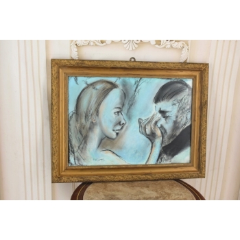 Tadeusz Kantor - Abstrakcja Zakochani - Bolesne Pożegnanie - Obraz Pastel