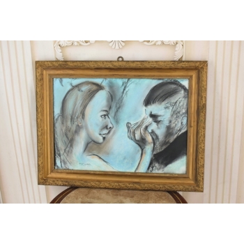 Tadeusz Kantor - Abstrakcja Zakochani - Bolesne Pożegnanie - Obraz Pastel