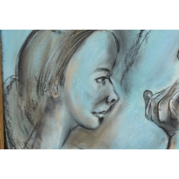 Tadeusz Kantor - Abstrakcja Zakochani - Bolesne Pożegnanie - Obraz Pastel