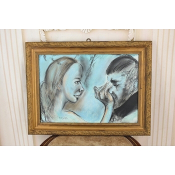 Tadeusz Kantor - Abstrakcja Zakochani - Bolesne Pożegnanie - Obraz Pastel