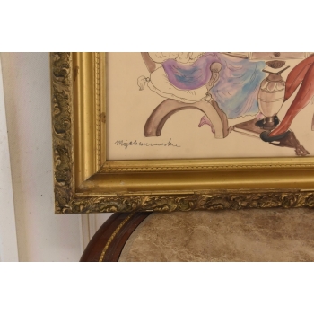 Maja Berezowska - Kolacja Kochanków Arystokracja Akwarela Na Papierze Obraz