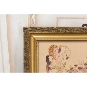 Maja Berezowska - Kolacja Kochanków Arystokracja Akwarela Na Papierze Obraz