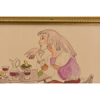 Maja Berezowska - Kolacja Kochanków Arystokracja Akwarela Na Papierze Obraz