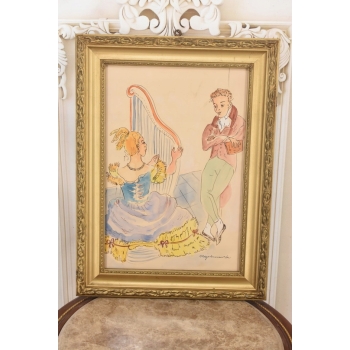 Maja Berezowska - Zakochani - Koncert Na Harfie Akwarela Na Papierze Obraz