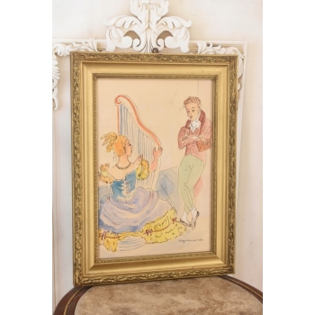 Maja Berezowska - Zakochani - Koncert Na Harfie Akwarela Na Papierze Obraz