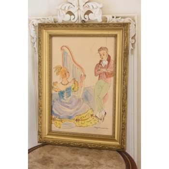Maja Berezowska - Zakochani - Koncert Na Harfie Akwarela Na Papierze Obraz