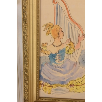 Maja Berezowska - Zakochani - Koncert Na Harfie Akwarela Na Papierze Obraz